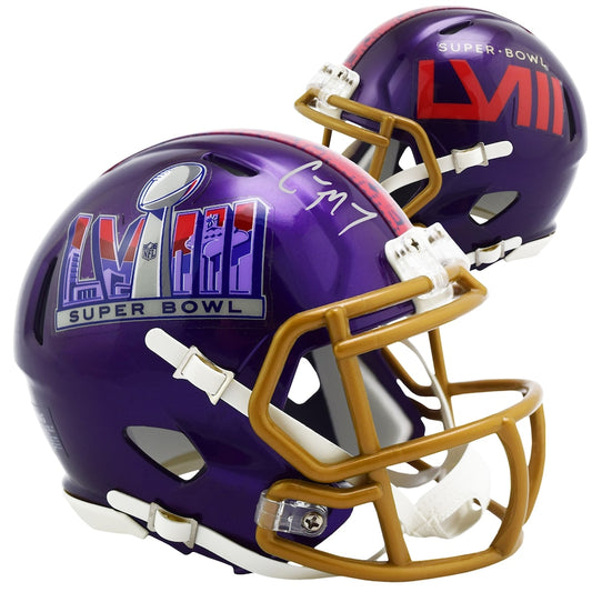 Pre-Order: Christian McCaffrey San Francisco 49ers Autographed Riddell Super Bowl LVIII Speed Mini Helmet (Fanatics)