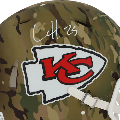 Clyde Edwards-Helaire Kansas City Chiefs Autographed Riddell Camo Alternate Speed Authentic Helmet  (Fanatics)