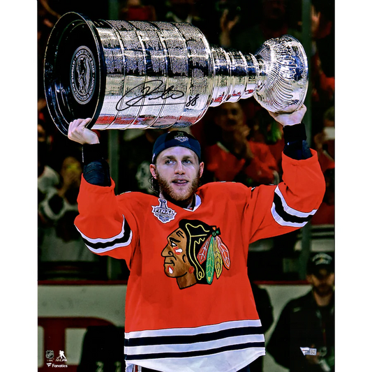 Patrick Kane Signed Chicago Blackhawks  16" x 20" 2015 Raising Cup Photograph (Fanatics)