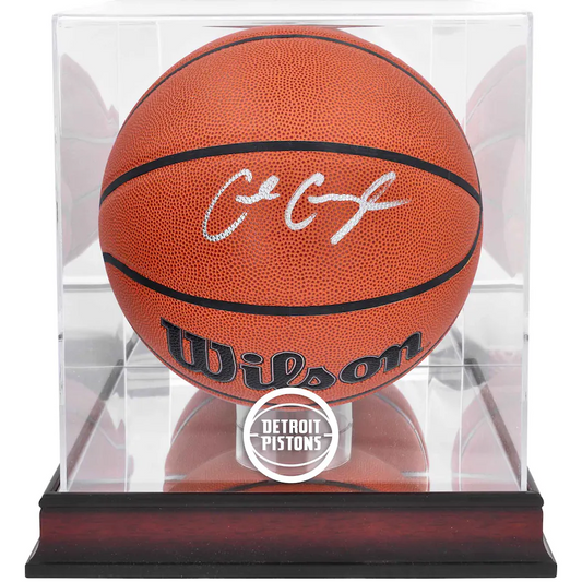 Cade Cunningham  Signed Detroit Pistons  Wilson Replica Basketball with Mahogany Team Logo Display Case (Fanatics)