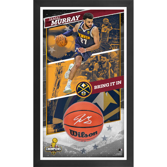 Jamal Murray Signed Denver Nuggets 2023 NBA Finals Champions Framed 24" x 40" Shadowbox Photograph with Basketball (Fanatics)