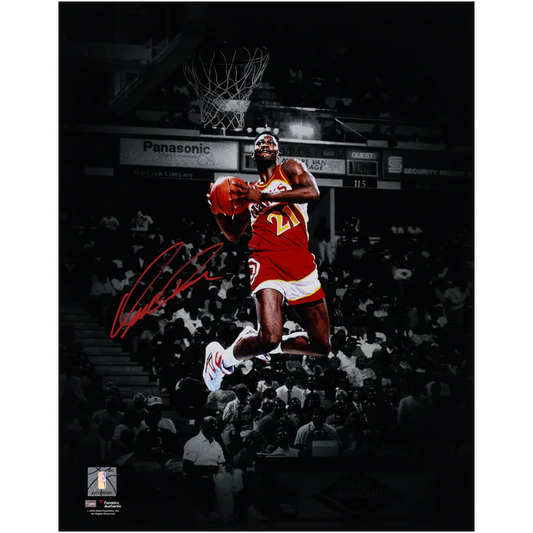 Dominique Wilkins  Signed Atlanta Hawks  11" x 14" Reverse Dunk Spotlight Photograph (Fanatics)