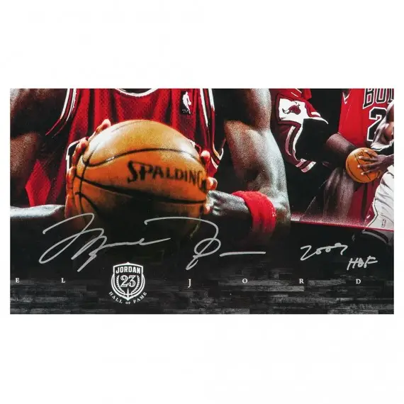 Michael Jordan Signed & Inscribed Hall of Fame Collage 36x18 (Upper Deck)