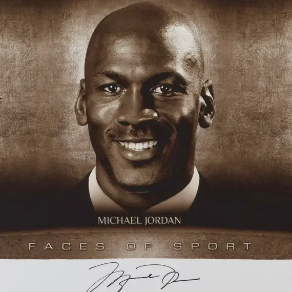 Wayne Gretzky, Michael Jordan and Tom Brady Signed “Faces of Sport” 58 x 34 Framed (Upper Deck)