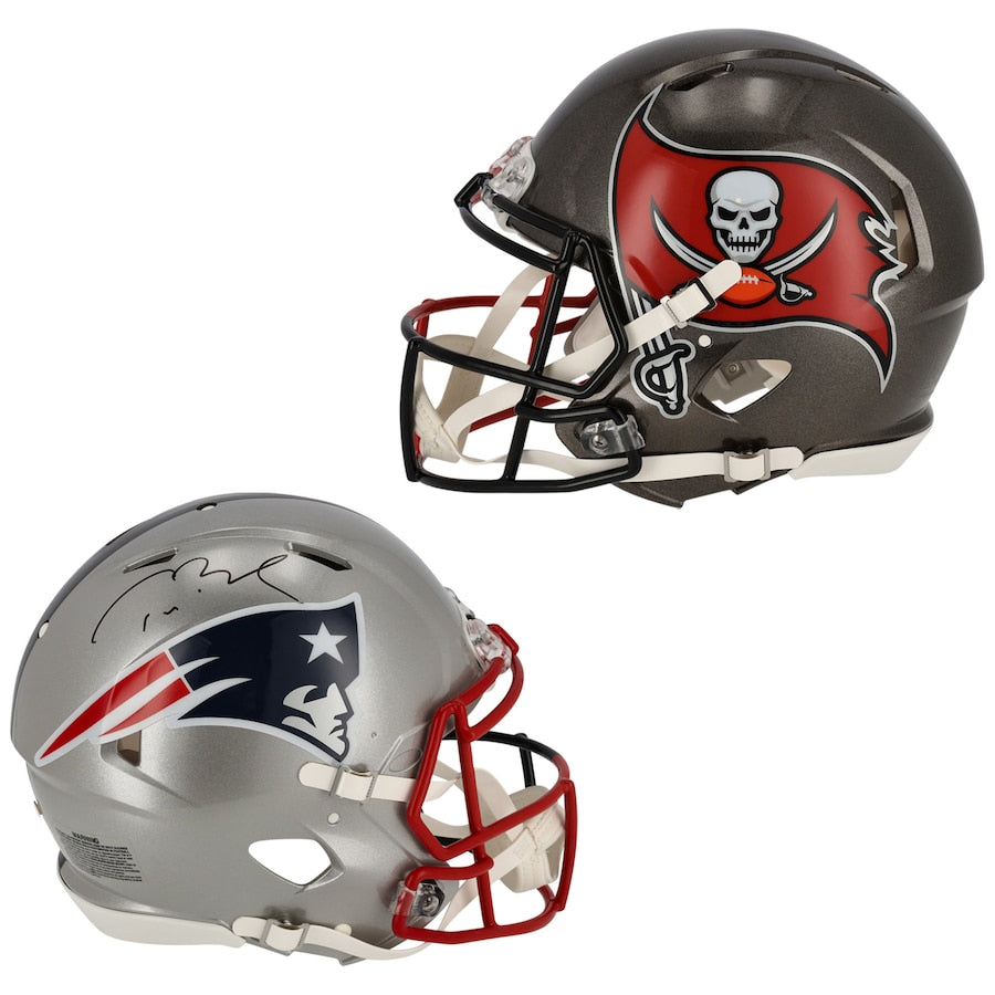 Tom Brady Signed Patriots/Buccaneers Riddell Half & Half Speed Authentic Helmet - New England (Fanatics)