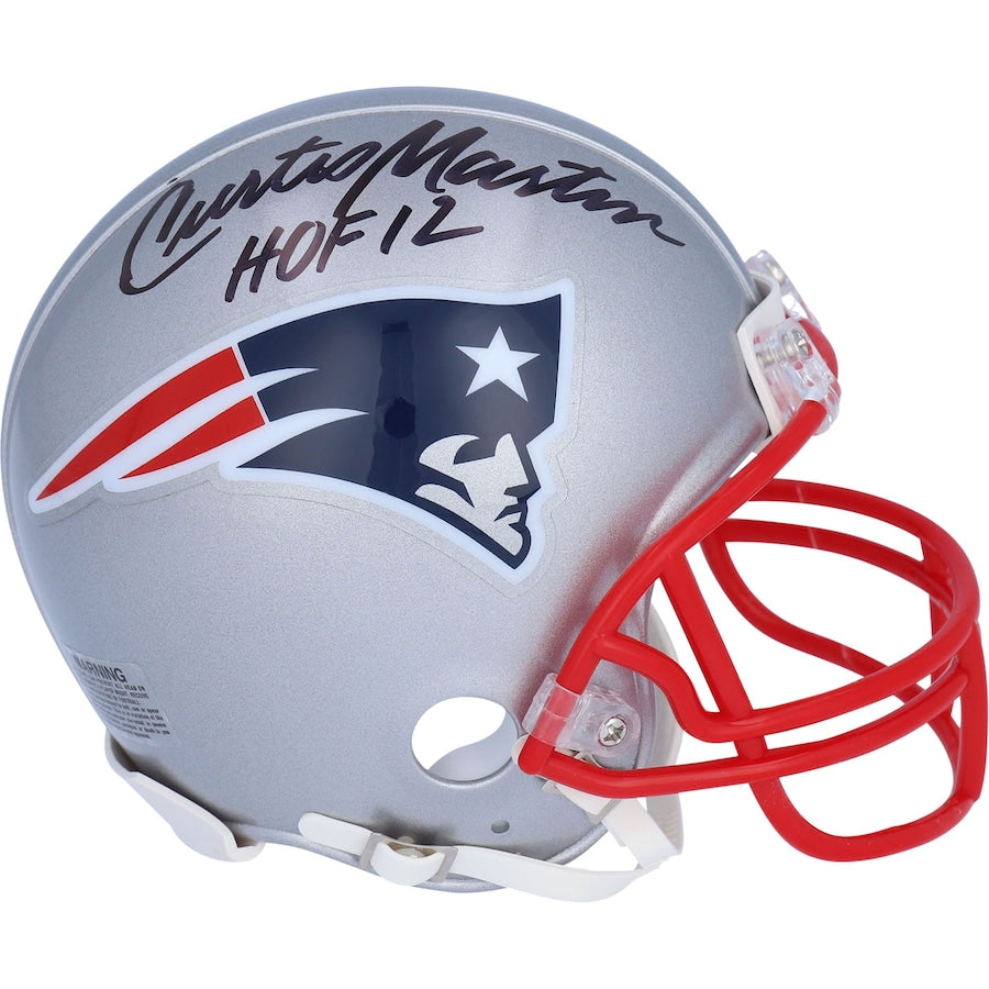 Curtis Martin Signed New England Patriots Riddell Mini Helmet with "HOF 12" Inscription (Fanatics)