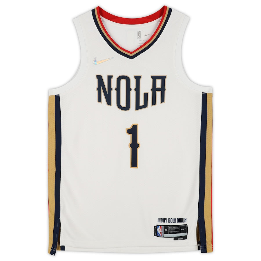 Zion Williamson Signed White New Orleans Pelicans  Nike 2021-2022 Mixtape Swingman Jersey (Fanatics)