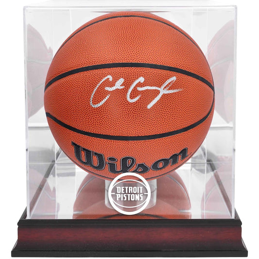 Cade Cunningham Signed Detroit Pistons  Wilson Replica Basketball with Mahogany Team Logo Display Case (Fanatics)