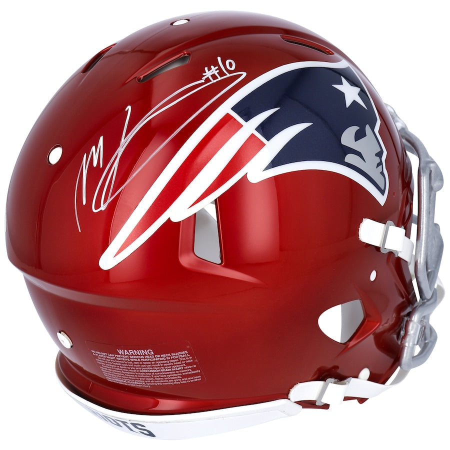 Mac Jones Signed New England Patriots Riddell Flash Alternate Speed Authentic Helmet (Fanatics)