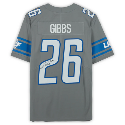 Jahmyr Gibbs Signed Detroit Lions Steel Nike Limited Jersey (Fanatics)