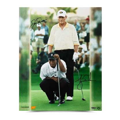 Tiger Woods & Jack Nicklaus Signed 2002 Battle at Bighorn "Match Play" 16 x 20 Photograph (Upper Deck)