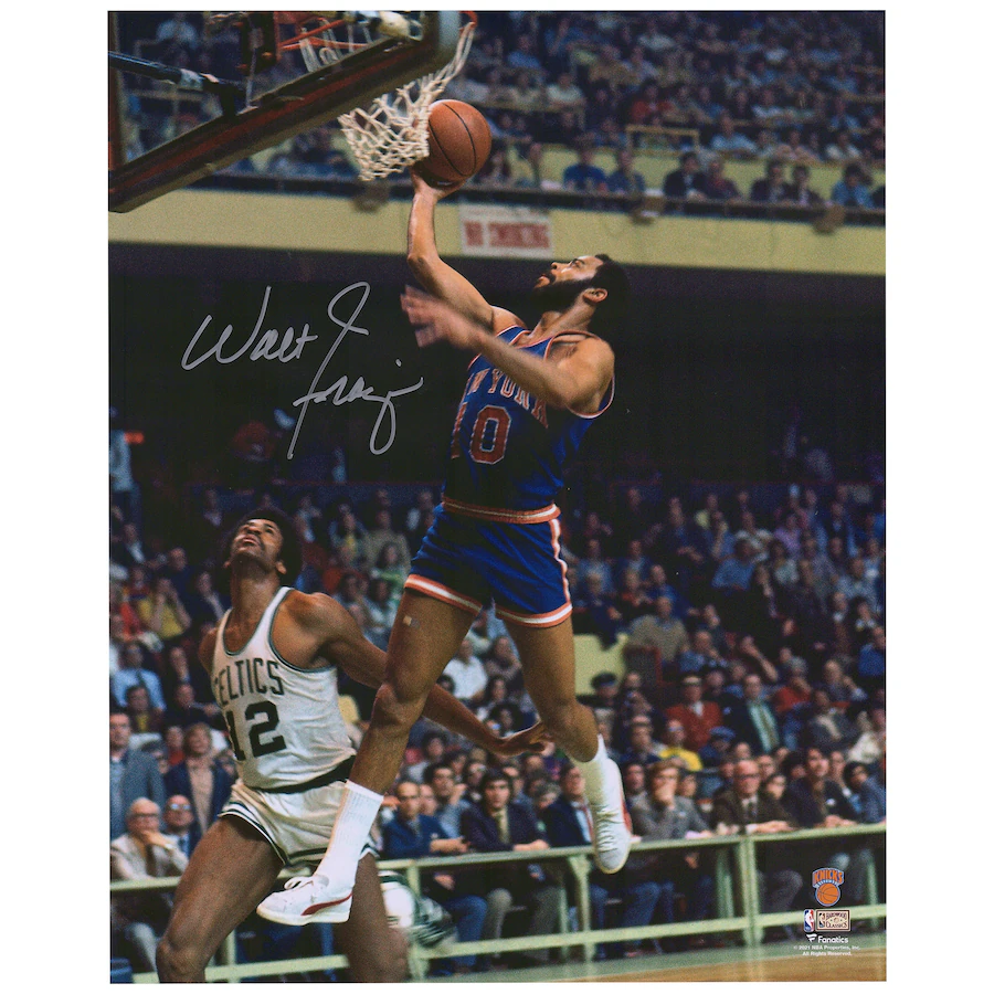 Walt Frazier Signed New York Knicks 16" x 20" Lay Up vs. Boston Celtics Photograph (Fanatics)