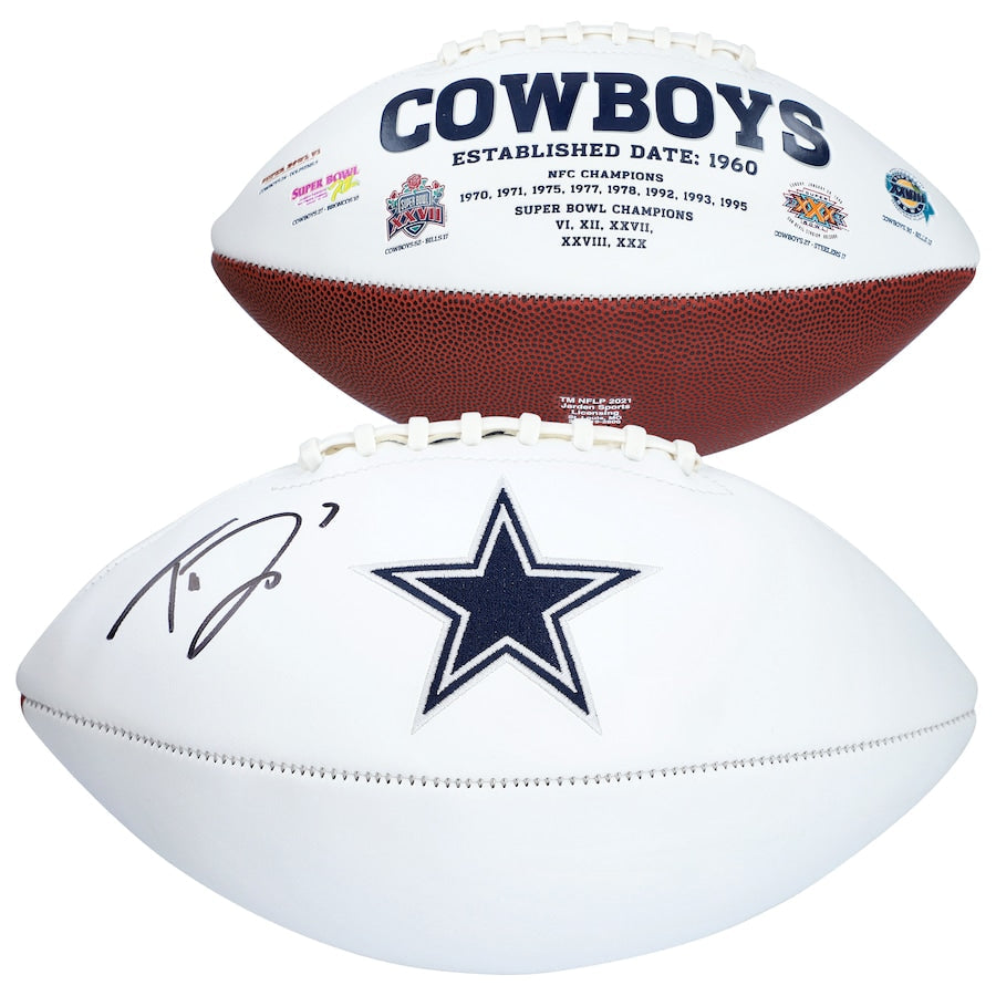 Trevon Diggs Signed Dallas Cowboys White Panel Football (Fanatics)