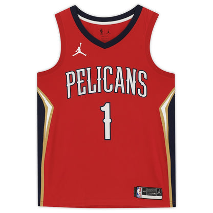 Zion Williamson Signed New Orleans Pelicans  Red Jordan Brand Swingman Jersey (Fanatics