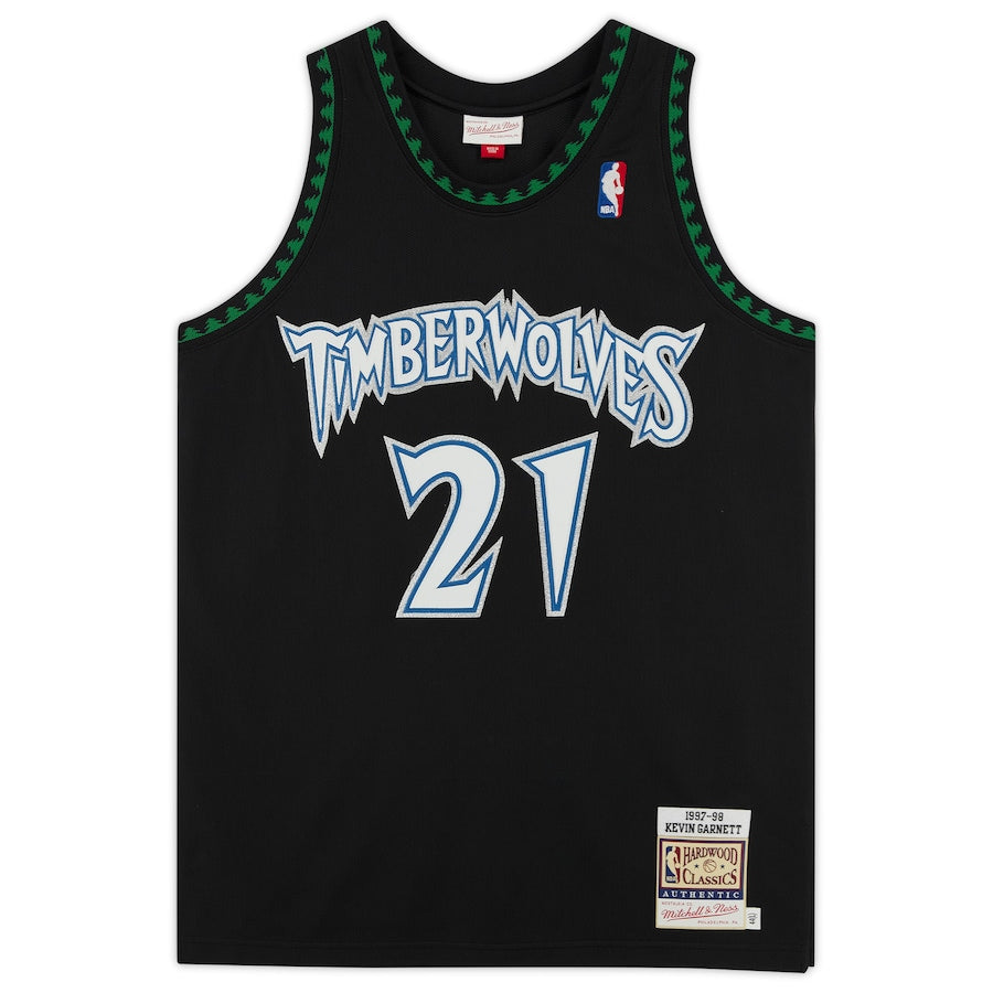 Kevin Garnett Signed Minnesota Timberwolves Black Mitchell and Ness Authentic Jersey (Fanatics)