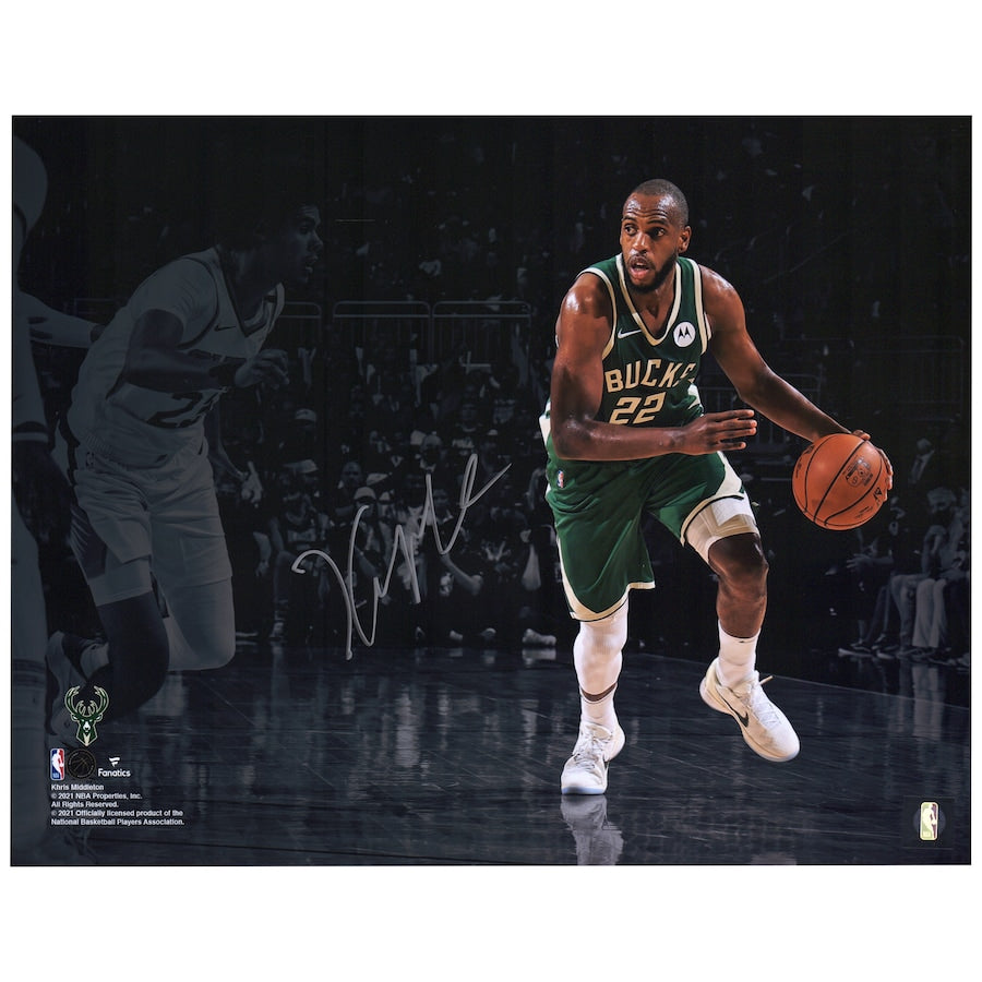 Khris Middleton Signed Milwaukee Bucks  11" x 14" 2021 NBA Finals Champion Spotlight Photograph(Fanatics)