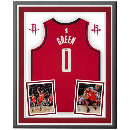 Jalen Green Signed Houston Rockets Autographed Deluxe Framed Nike Red Icon Swingman Jersey (Fanatics)