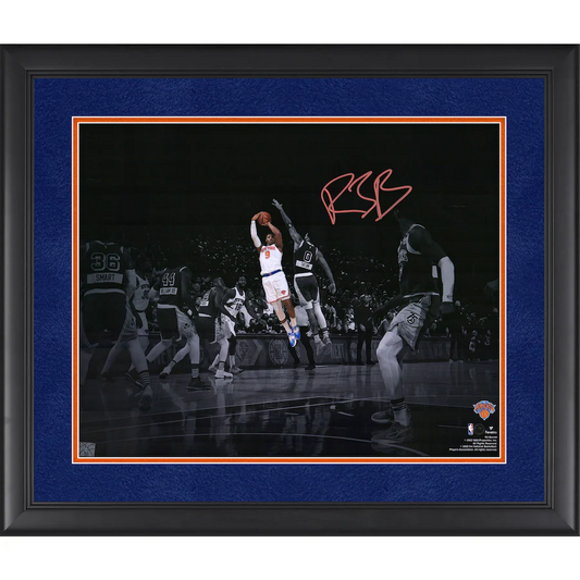 RJ Barrett Signed New York Knicks Framed 16" x 20" Game Winning Shot vs. Boston Celtics Spotlight Photograph (Fanatics)