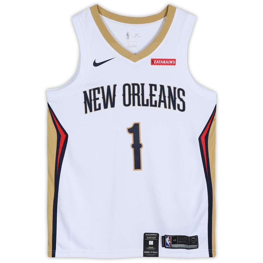 Zion Williamson Signed New Orleans Pelicans  White Nike Swingman Jersey with "2019 #1 Draft Pick" Inscription(Fanatics)