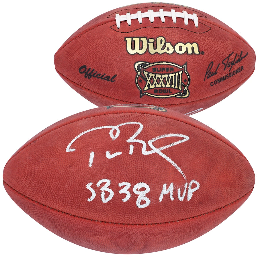 Tom Brady Signed Official NFL Wilson Super Bowl XXXVIII Pro Football with "SB 38 MVP" Inscription - New England Patriots (Fanatics)