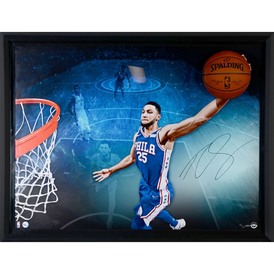 Ben Simmons Signed Philadelphia 76ers Framed  52" x 40" Breaking Through Photograph - Limited Edition of 125 - UpperDeck  (Fanatics)