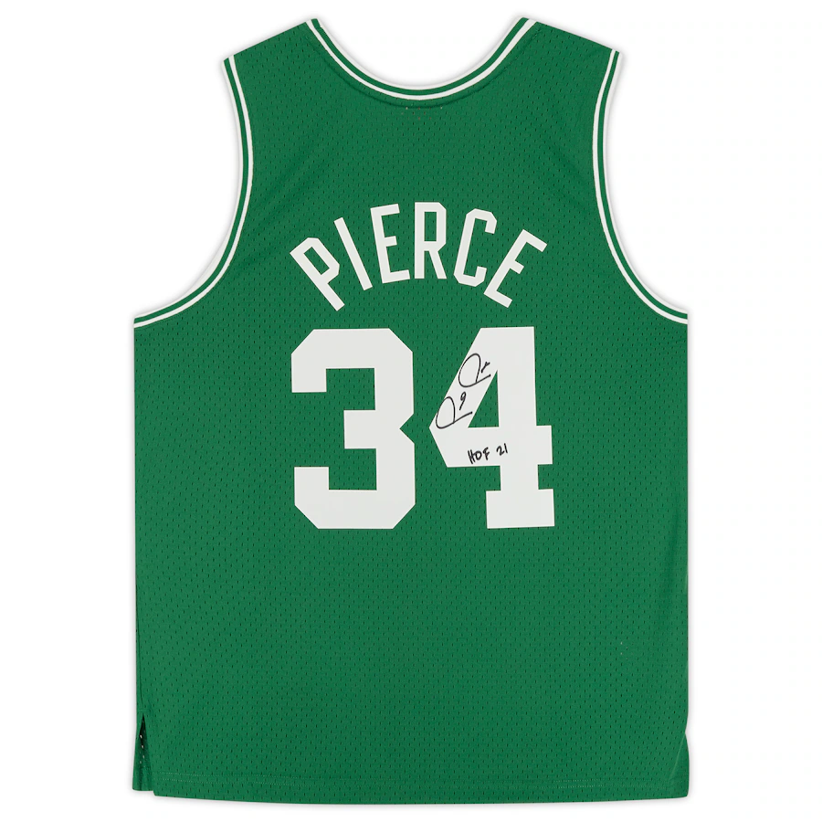 Paul Pierce  Signed Boston Celtics  Green 2007-08 Mitchell & Ness Replica Jersey with "HOF 21" Inscription (Fanatics)