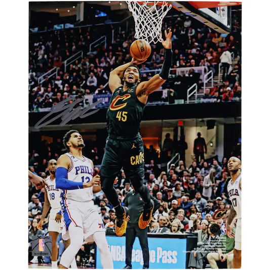 Donovan Mitchell Signed Cleveland Cavaliers 8" x 10" Dunk in Black Photograph (Fanatics)