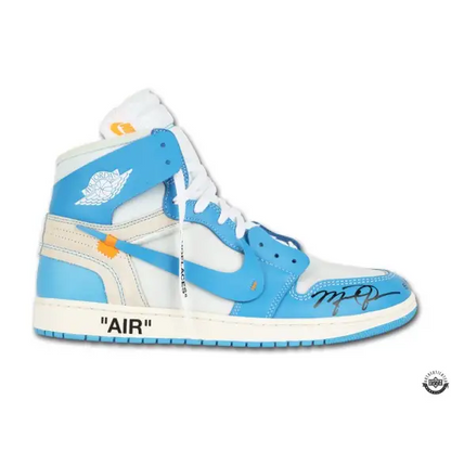 Michael Jordan Signed Nike Air Jordan 1 Retro High Off-White "UNC" Shoes (Upper Deck)