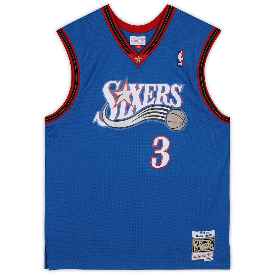 Allen Iverson Signed Philadelphia 76ers  Mitchell & Ness Blue 1999-00 Hardwood Classic Swingman Jersey with "HOF 2K16" Inscription (Fanatics)