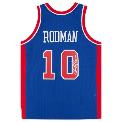 Dennis Rodman Signed Detroit Pistons Blue 1988-89 Mitchell & Ness Replica Jersey (Fanatics)