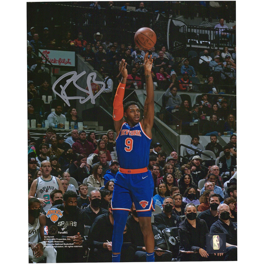 RJ Barrett Signed New York Knicks  8'' x 10'' Blue Shooting Photograph (Fanatics)