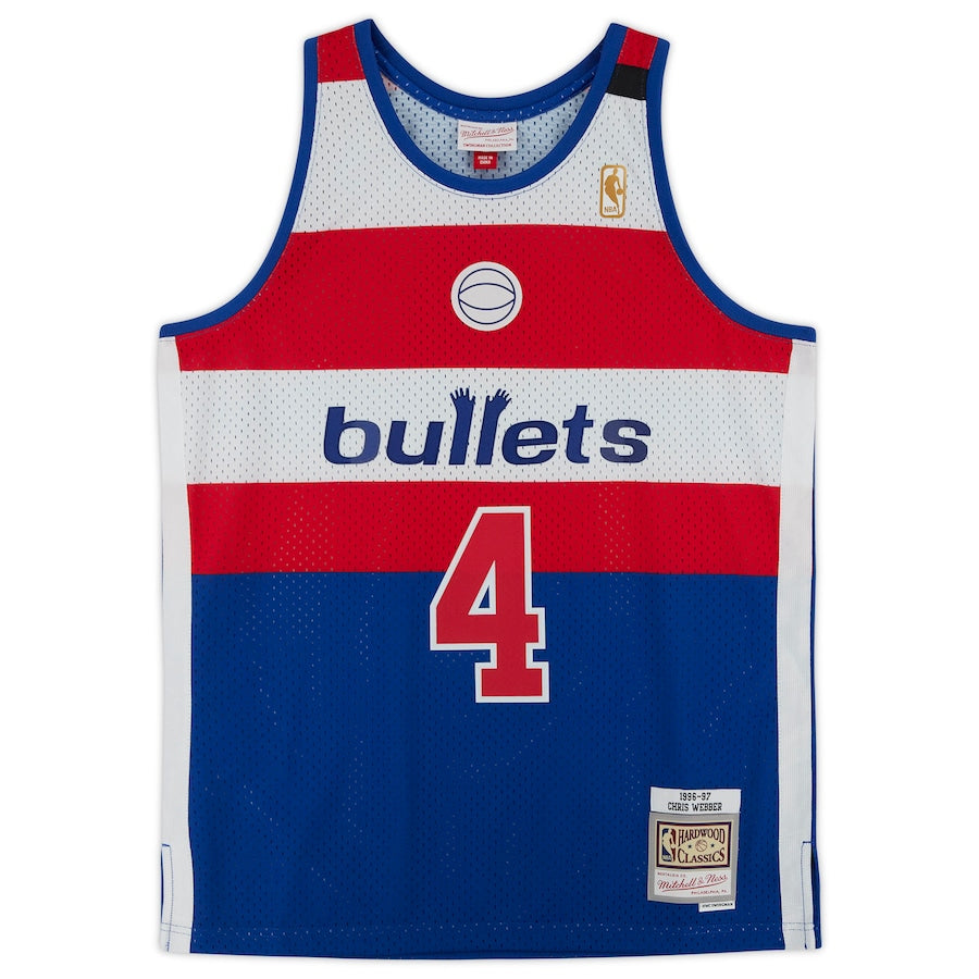 Chris Webber Signed Blue Washington Bullets Mitchell & Ness 1996-97 Replica Jersey(Fanatics)