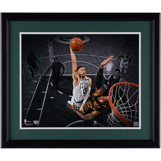 Jayson Tatum Signed Boston Celtics  Framed 16" x 20" Horizontal Spotlight Dunk vs. Lebron Photograph (Fanatics)