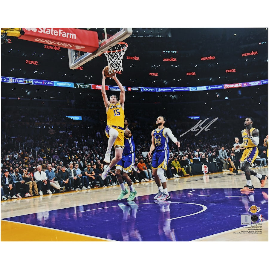 Austin Reaves Signed Los Angeles Lakers  16" x 20" Dunk Vs. Golden State Warriors Photograph (Fanatics)