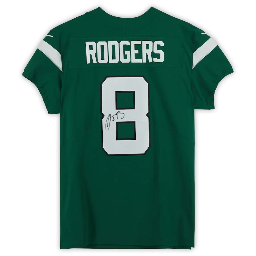 Aaron Rodgers Signed New York Jets Green Nike Elite Jersey (Fanatics)