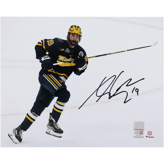 Adam Fantilli Michigan Wolverines Signed 8" x 10" Navy Jersey Skating Photograph  (Fanatics)