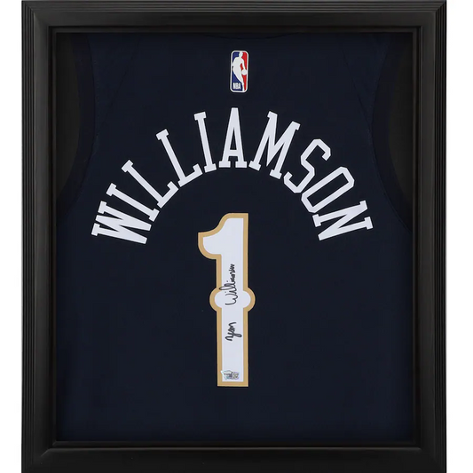 Zion Williamson Signed New Orleans Pelicans  Nike White Swingman Jersey Shadowbox (Fanatics)