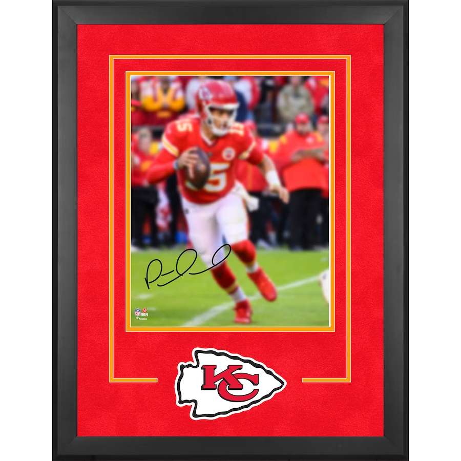 Patrick Mahomes Kansas City Chiefs Autographed Super Bowl LVIII Champions Deluxe Framed 16" x 20" Photograph (Fanatics)