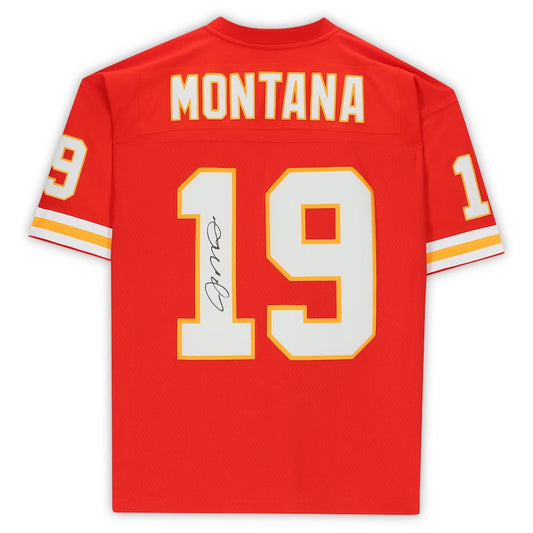 Joe Montana Signed Kansas City Chiefs Red Replica Mitchell & Ness Jersey (Fanatics)