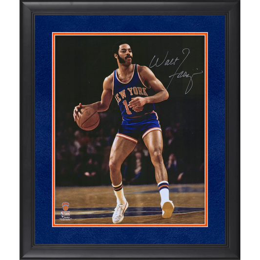 New York Knicks  Framed 16" x 20" Dribbling In Blue Jersey Photograph - Suede Matting (Fanatics)
