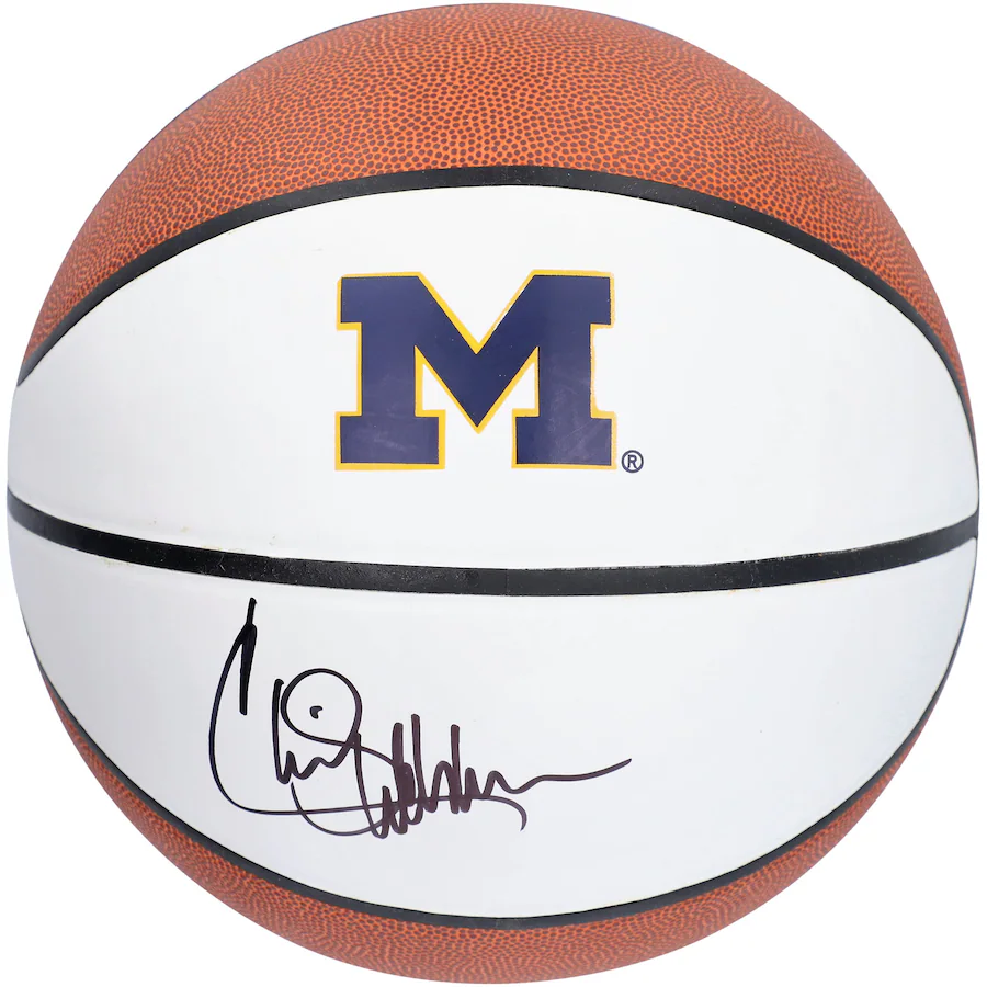 Chris Webber Michigan Wolverines Signed White Panel Basketball (Fanatics)