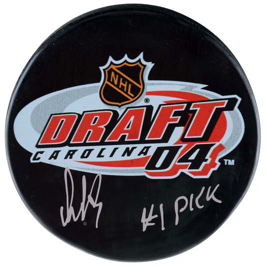 Alex Ovechkin Signed Washington Capitals 2004 NHL Draft Logo Hockey Puck with "#1 Pick" Inscription (Fanatics)