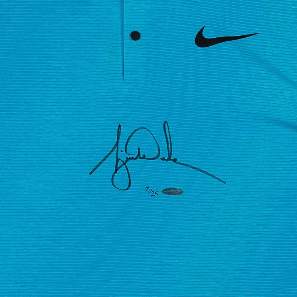 Tiger Woods Signed Nike Blue Fury Golf Shirt LE/25 (Upper Deck)