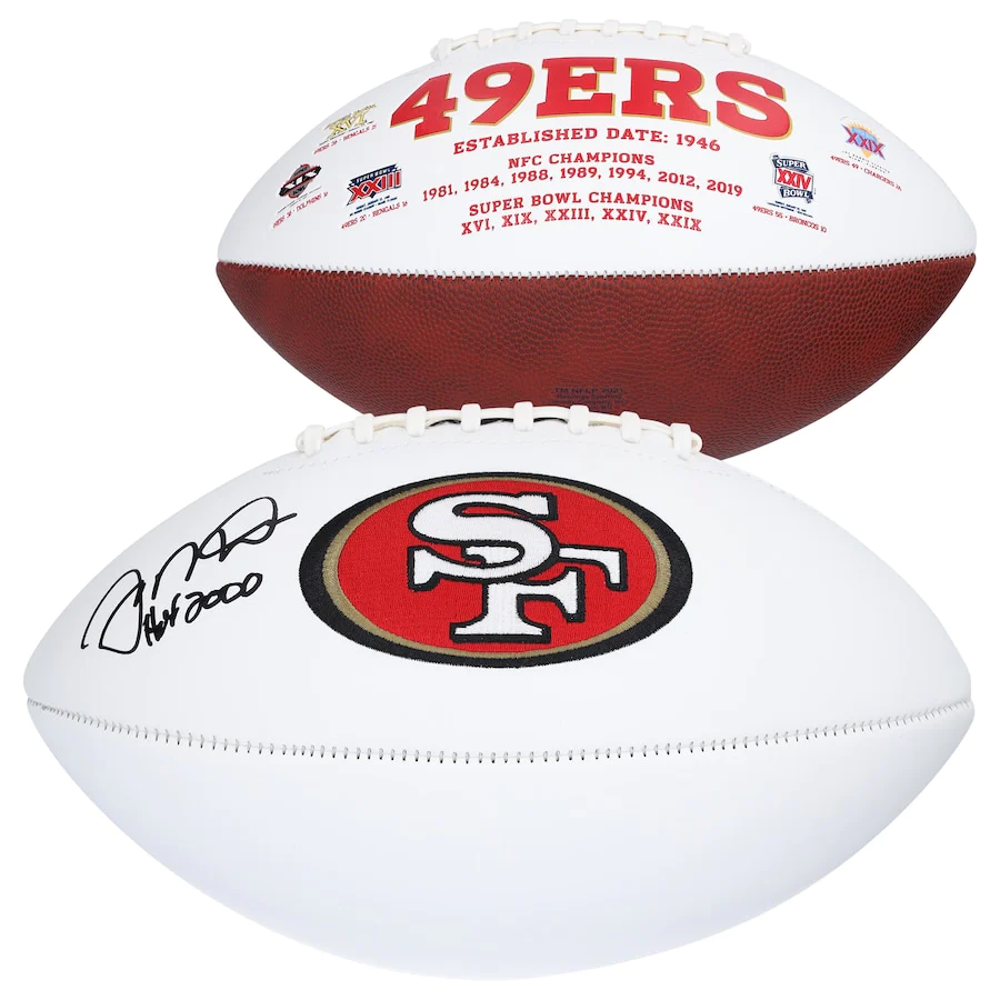 Joe Montana Signed San Francisco 49ers White Panel Football with "HOF 2000" Inscription (Fanatics)