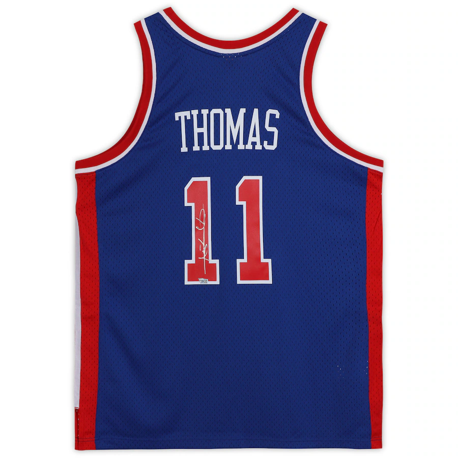 Isiah Thomas Signed Detroit Pistons  Blue Mitchell and Ness Hardwood Classic Swingman Jersey (Fanatics)