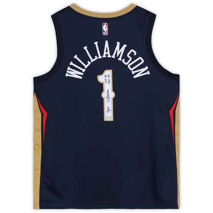 Zion Williamson Signed  Navy New Orleans Pelicans  Nike Swingman Jersey with "2019 #1 Draft Pick" Inscription (Fanatics)