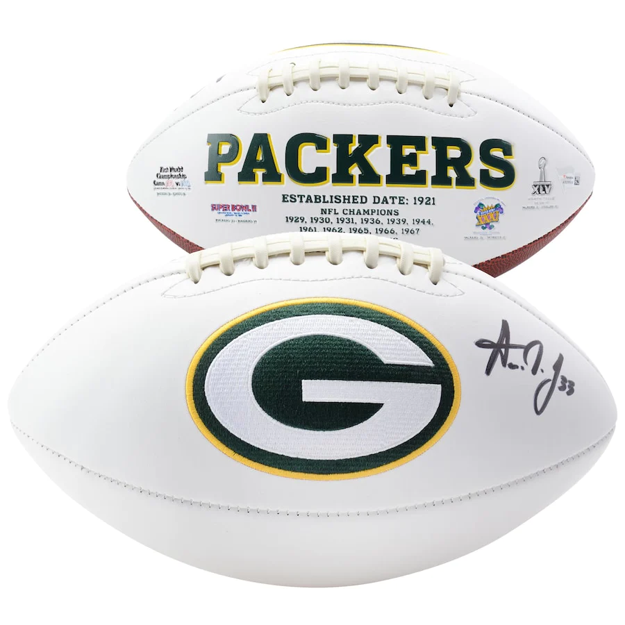 Aaron Jones Signed Green Bay Packers White Panel Football (Fanatics)