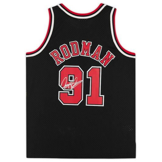 Dennis Rodman Signed Chicago Bulls  Black 1997-98 Mitchell & Ness Replica Jersey (Fanatics)
