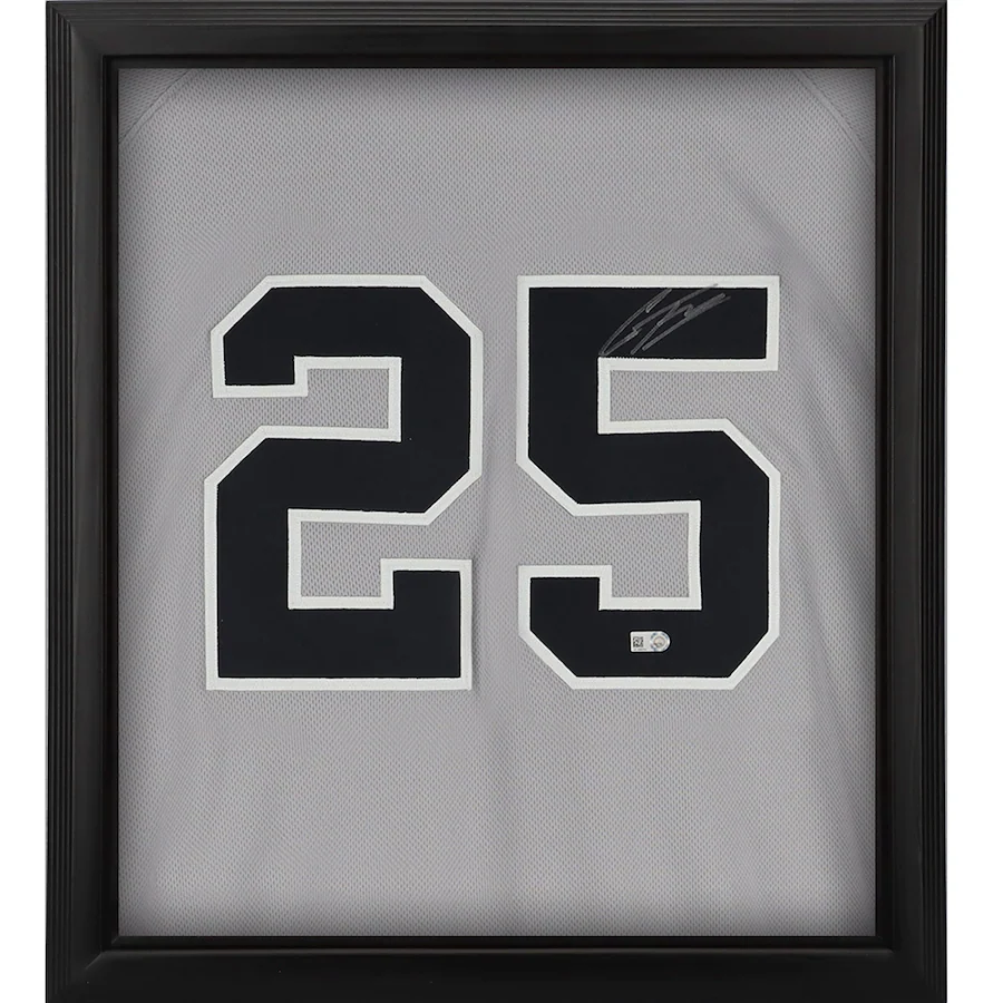 Gleyber Torres Signed New York Yankees  Framed Grey Majestic Authentic Jersey Shadowbox (Fanatics)