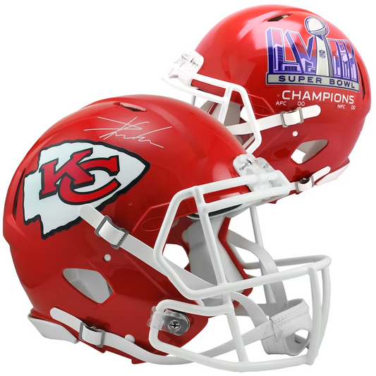 Travis Kelce Kansas City Chiefs Autographed Super Bowl LVIII Champions Riddell Speed Authentic Helmet (Fanatics)